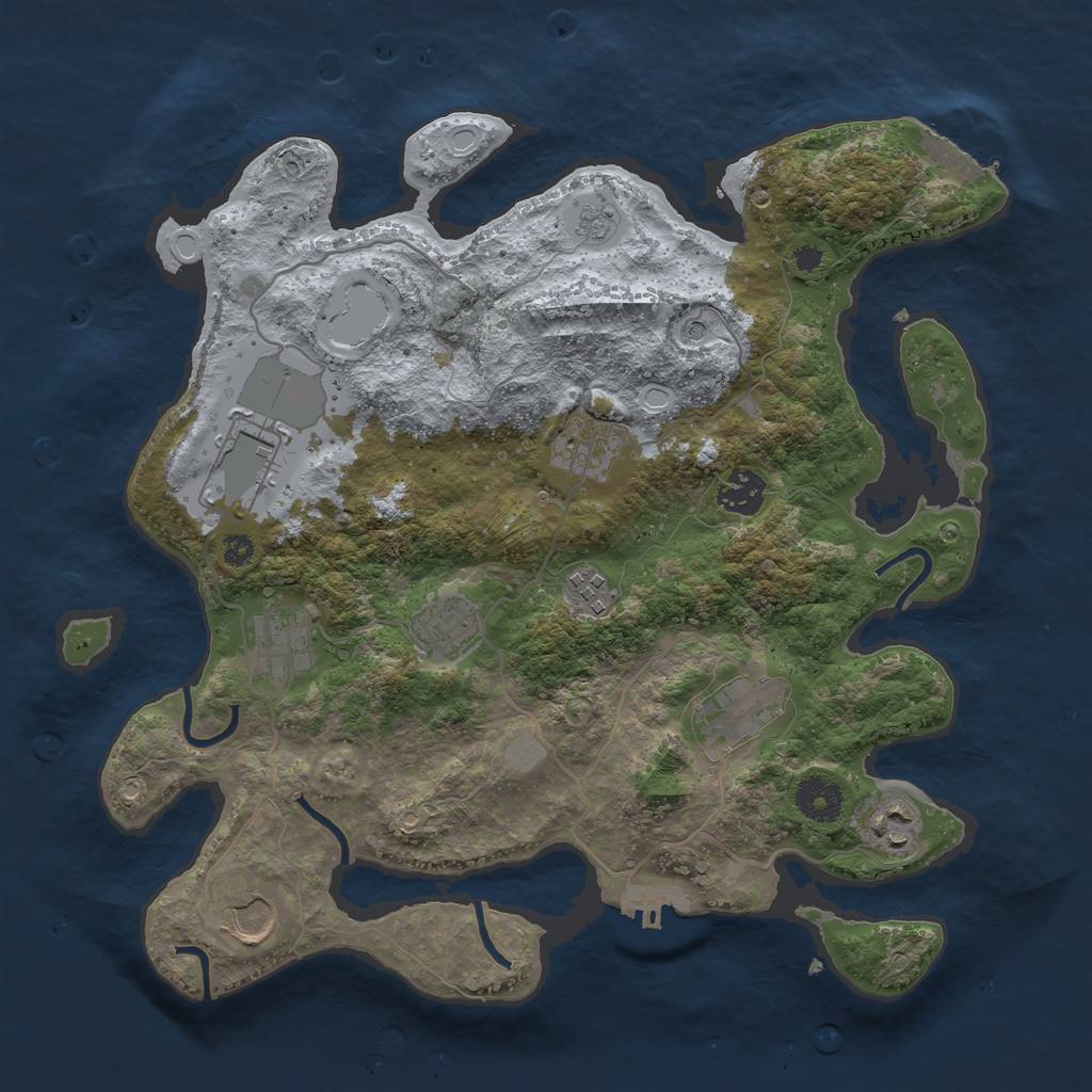 Rust Map: Procedural Map, Size: 3500, Seed: 336773088, 18 Monuments