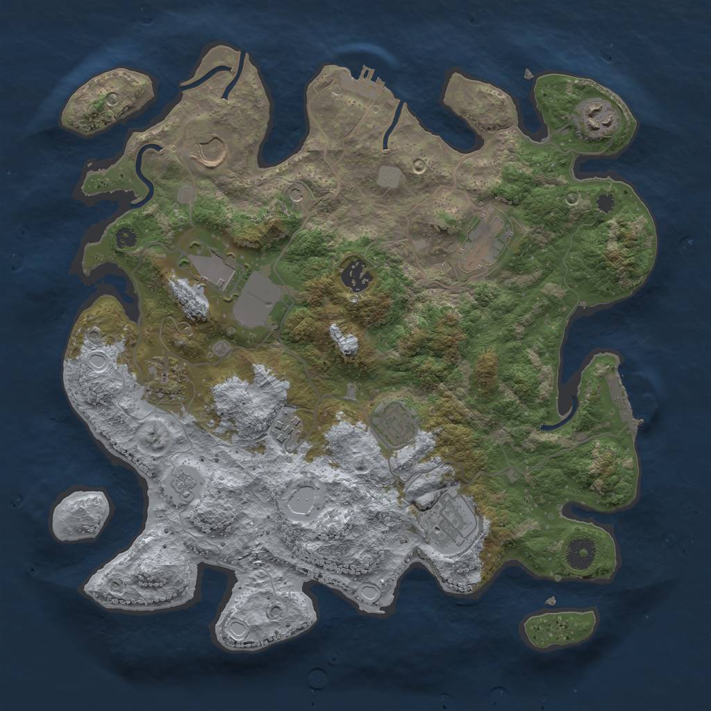 Rust Map: Procedural Map, Size: 3500, Seed: 886586, 18 Monuments