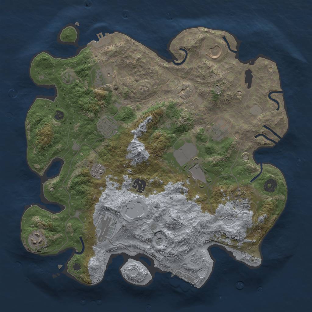 Rust Map: Procedural Map, Size: 3500, Seed: 380484144, 19 Monuments