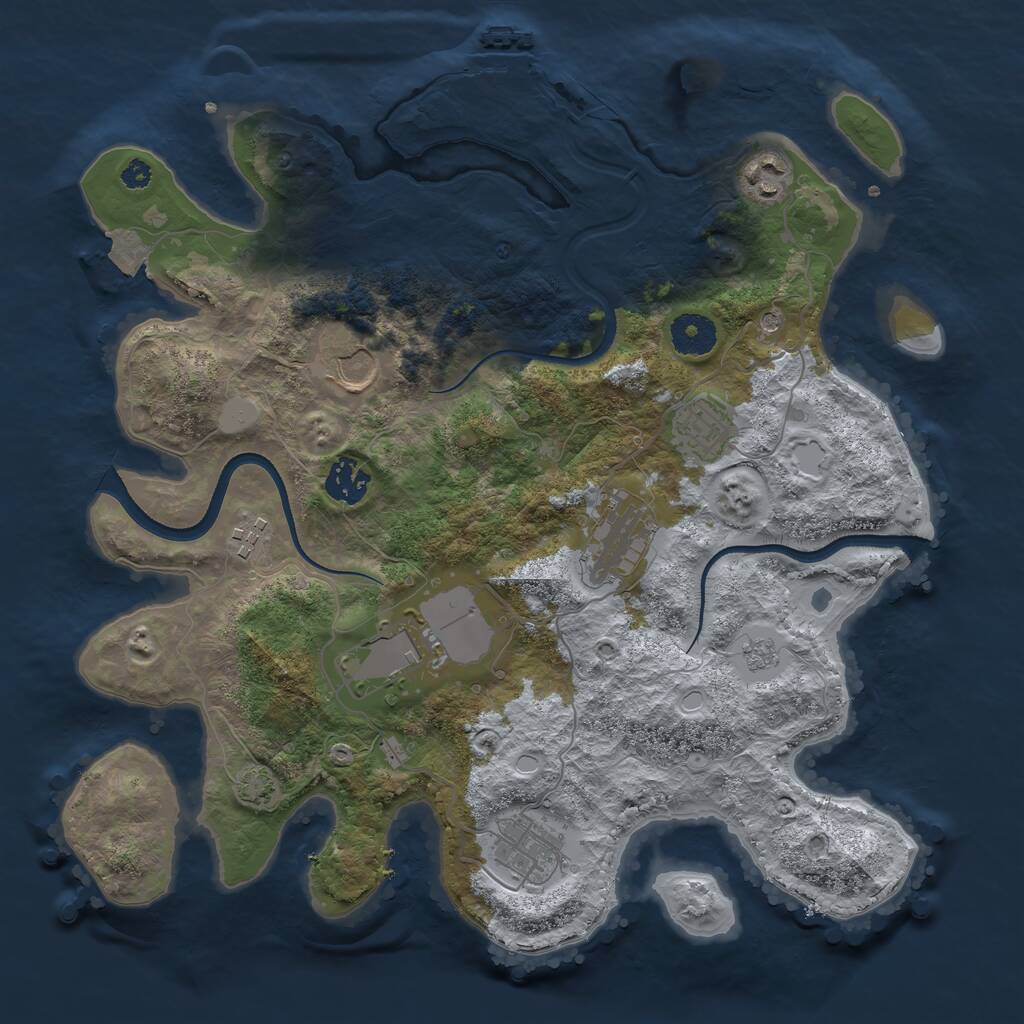 Rust Map: Procedural Map, Size: 3500, Seed: 62399874, 13 Monuments