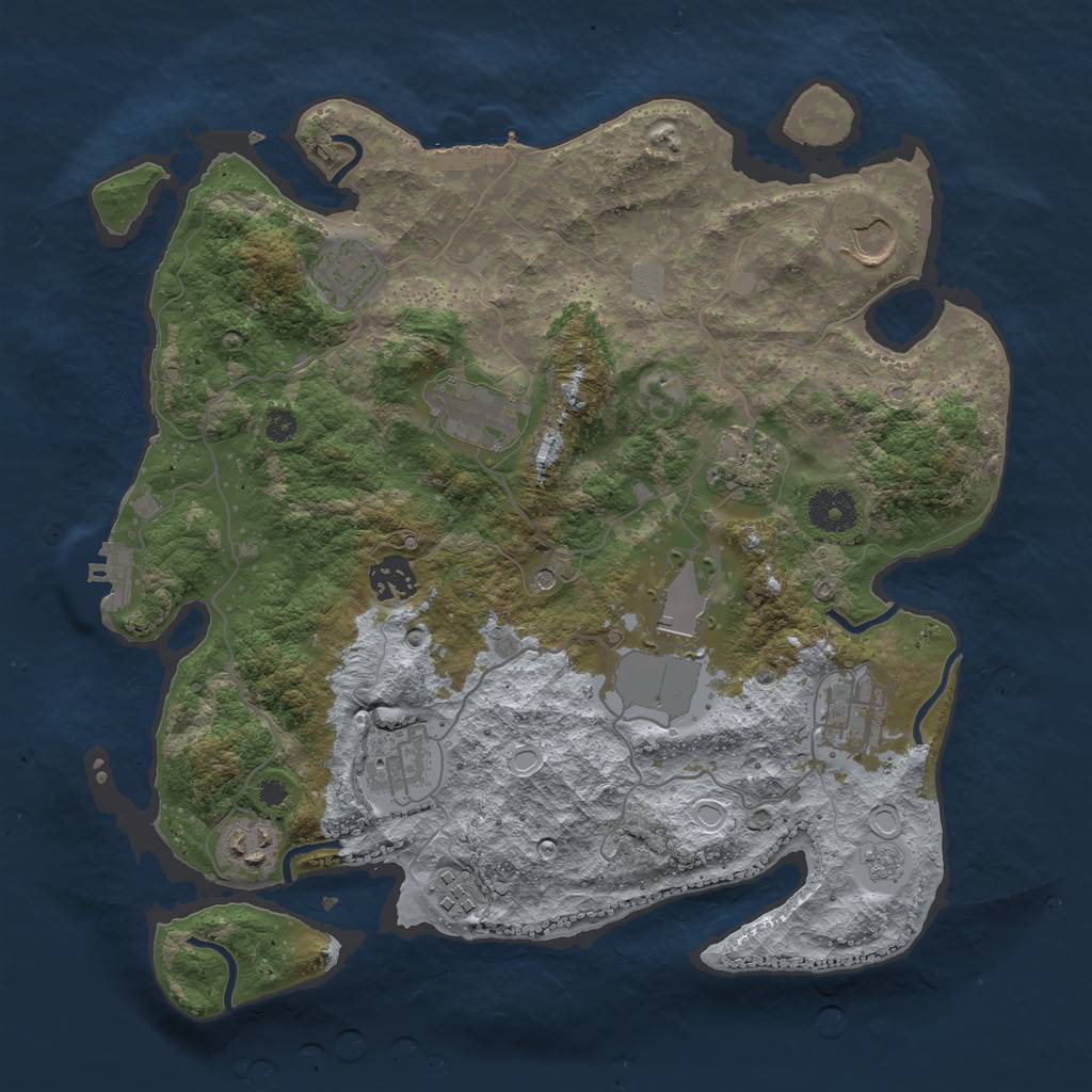 Rust Map: Procedural Map, Size: 3500, Seed: 531612, 19 Monuments