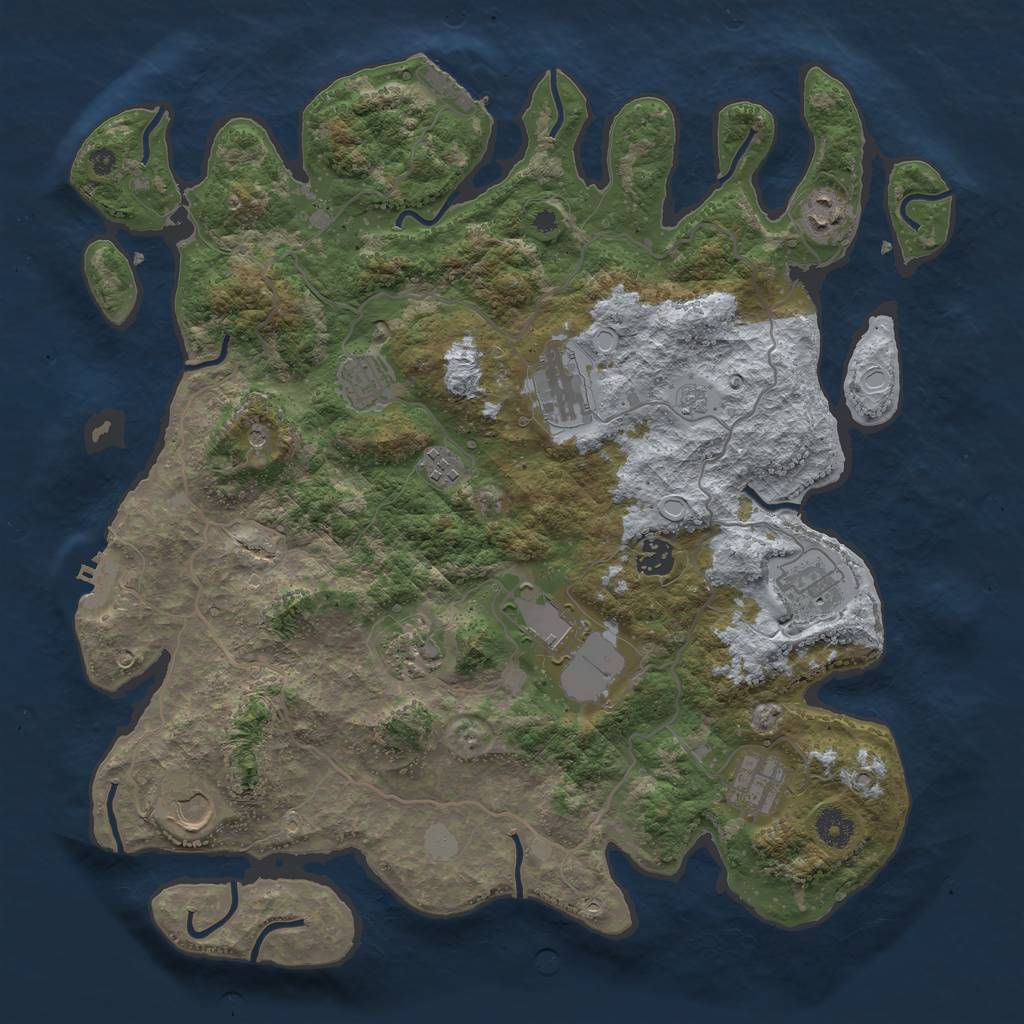 Rust Map: Procedural Map, Size: 4000, Seed: 1821880807, 19 Monuments