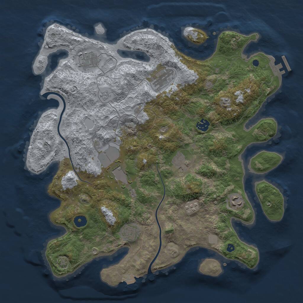Rust Map: Procedural Map, Size: 3700, Seed: 5378114, 13 Monuments