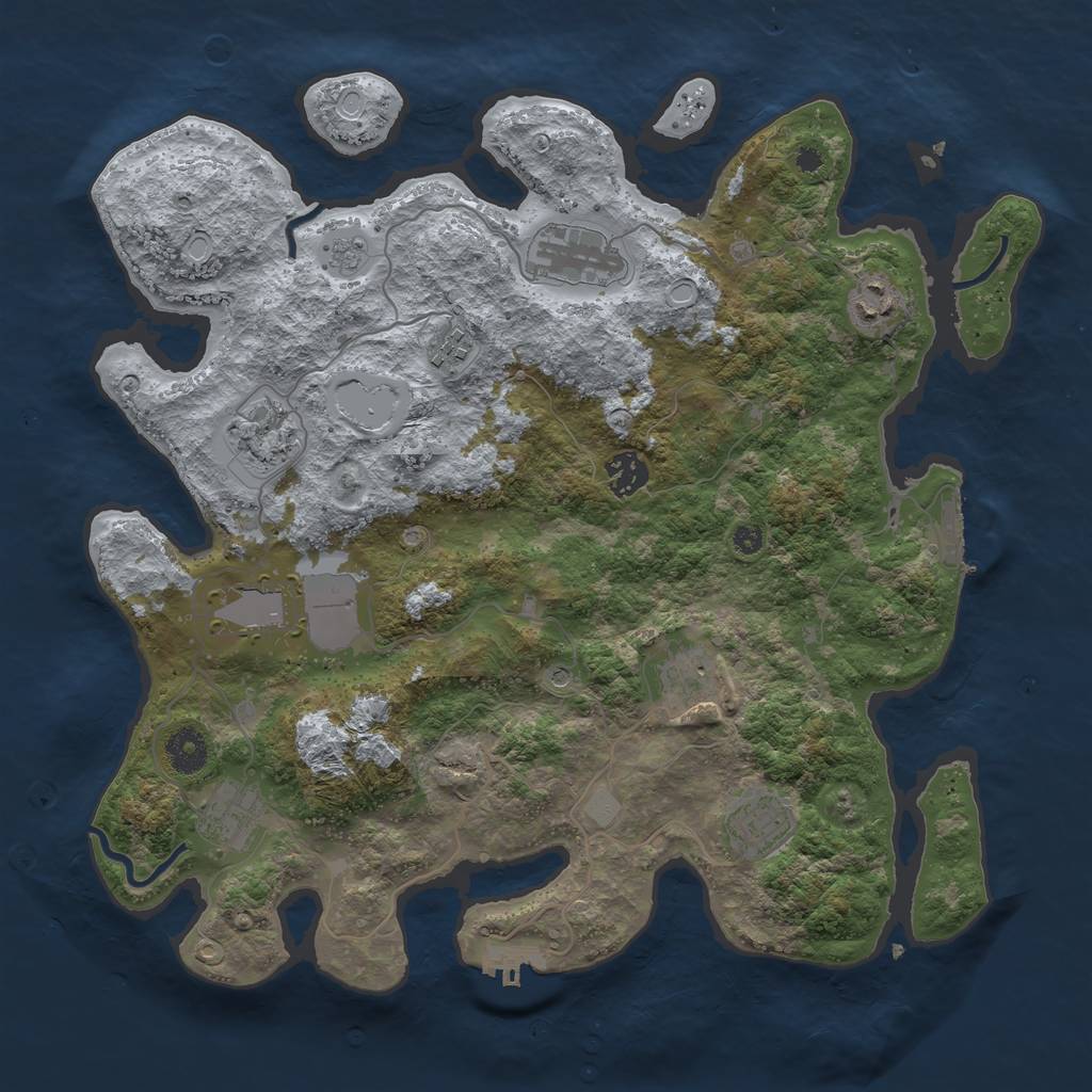 Rust Map: Procedural Map, Size: 3750, Seed: 2300000, 18 Monuments