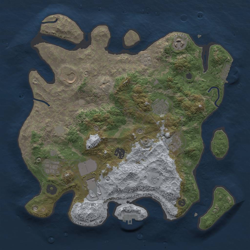 Rust Map: Procedural Map, Size: 3500, Seed: 782423, 17 Monuments