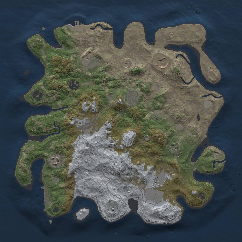 Rust Map: Procedural Map, Size: 3500, Seed: 85019728, 18 Monuments