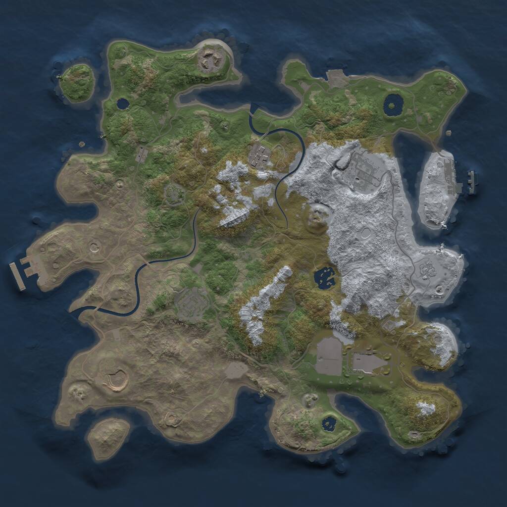 Rust Map: Procedural Map, Size: 3500, Seed: 86744037, 13 Monuments