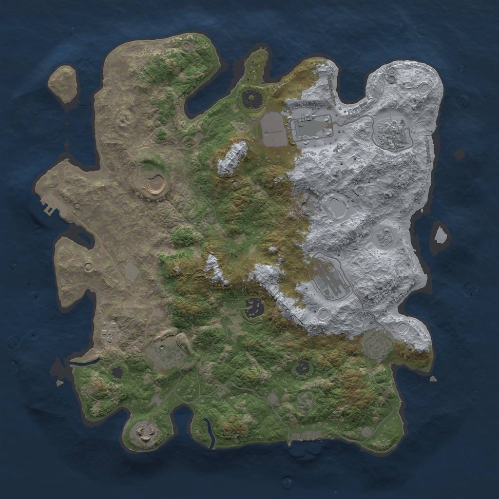 Rust Map: Procedural Map, Size: 3700, Seed: 20612, 17 Monuments