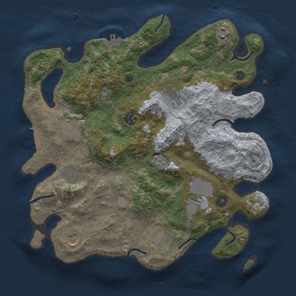 Rust Map: Procedural Map, Size: 3500, Seed: 6772470, 18 Monuments