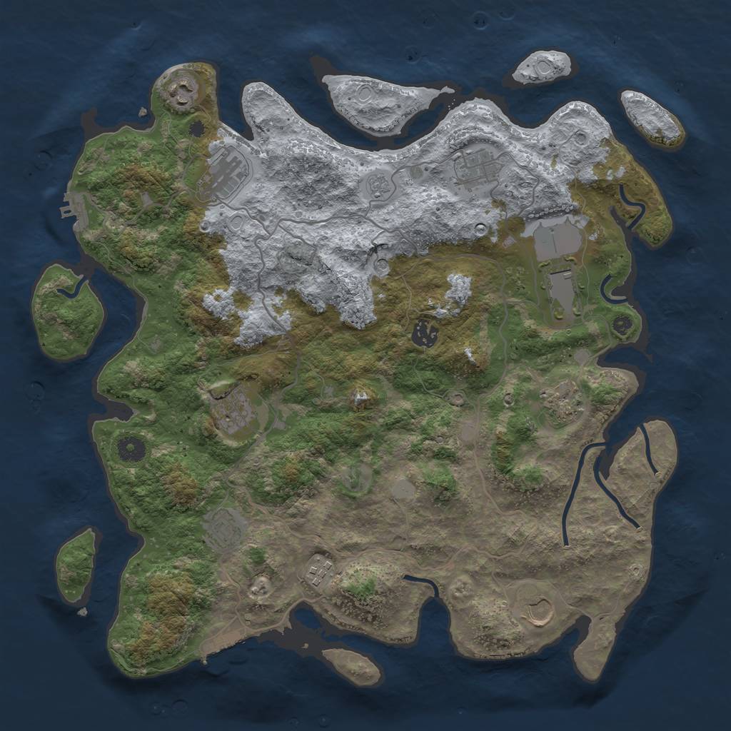 Rust Map: Procedural Map, Size: 4000, Seed: 733163955, 19 Monuments