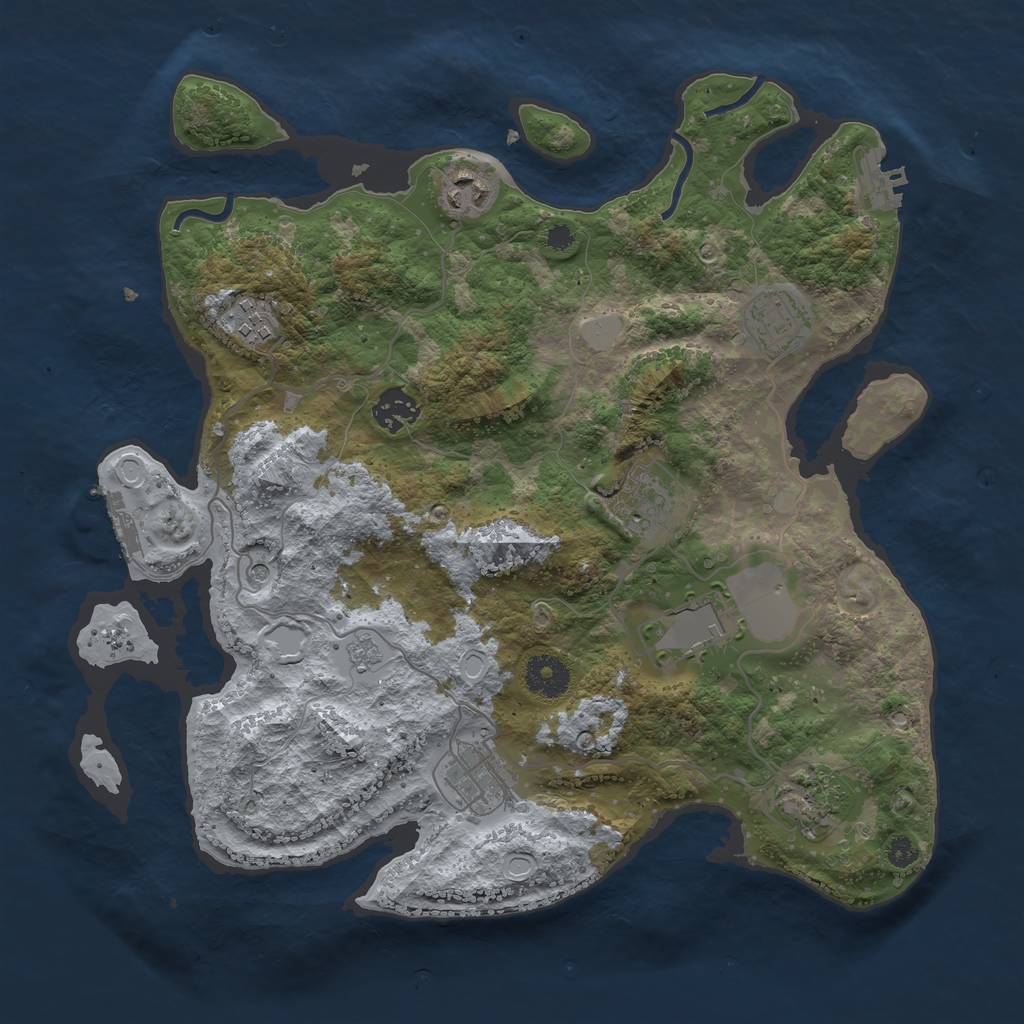 Rust Map: Procedural Map, Size: 3500, Seed: 93836417, 17 Monuments