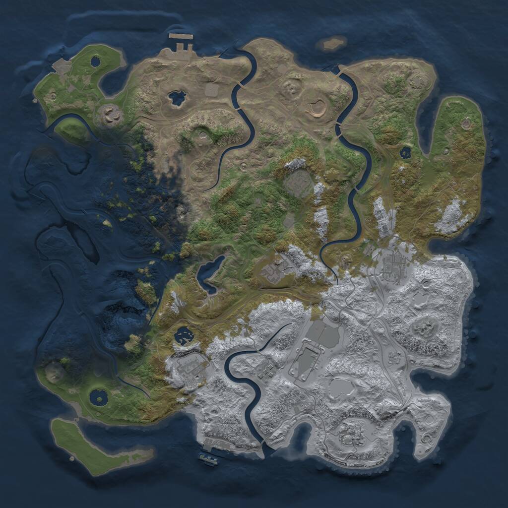 Rust Map: Procedural Map, Size: 4250, Seed: 1930705374, 17 Monuments