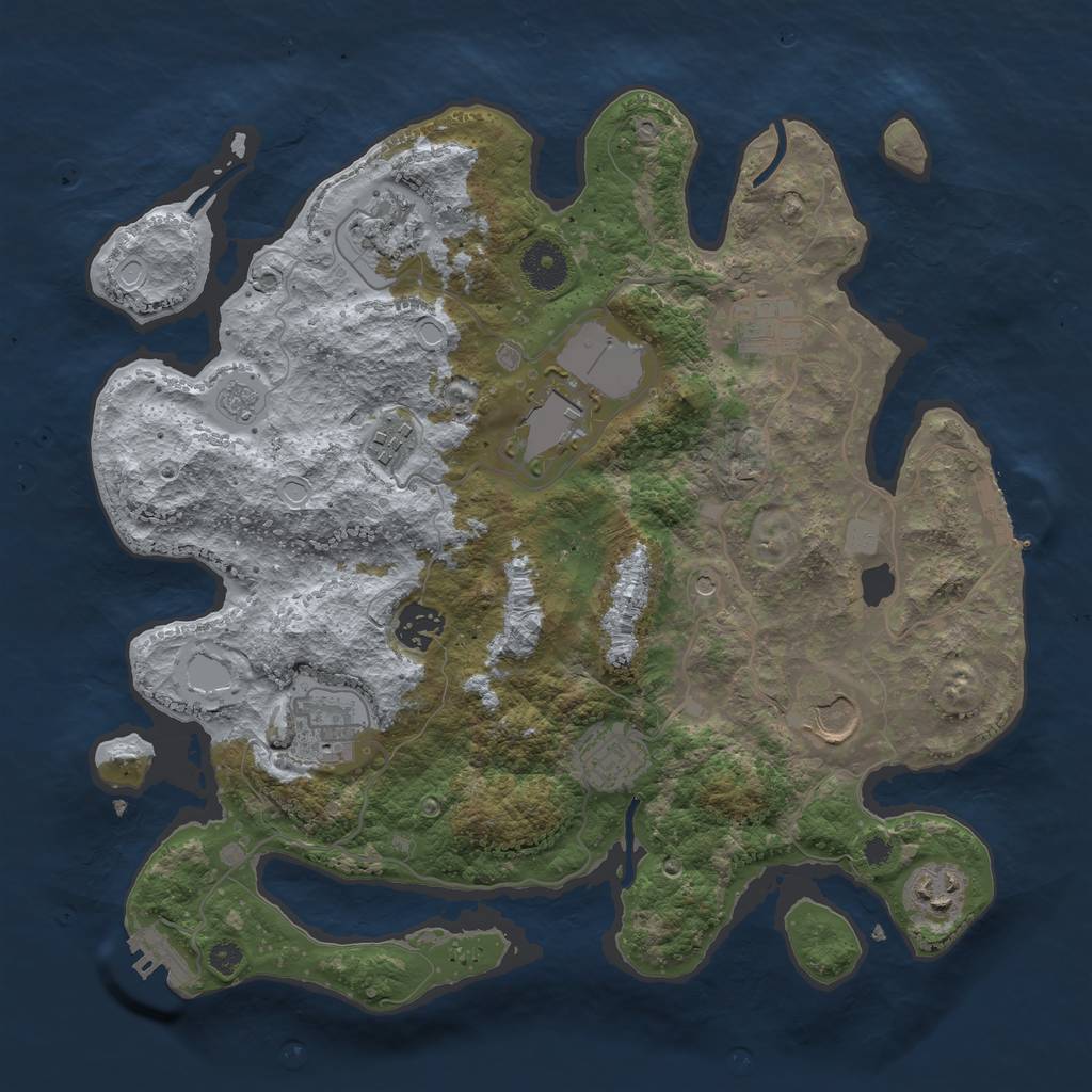 Rust Map: Procedural Map, Size: 3500, Seed: 6532990, 18 Monuments