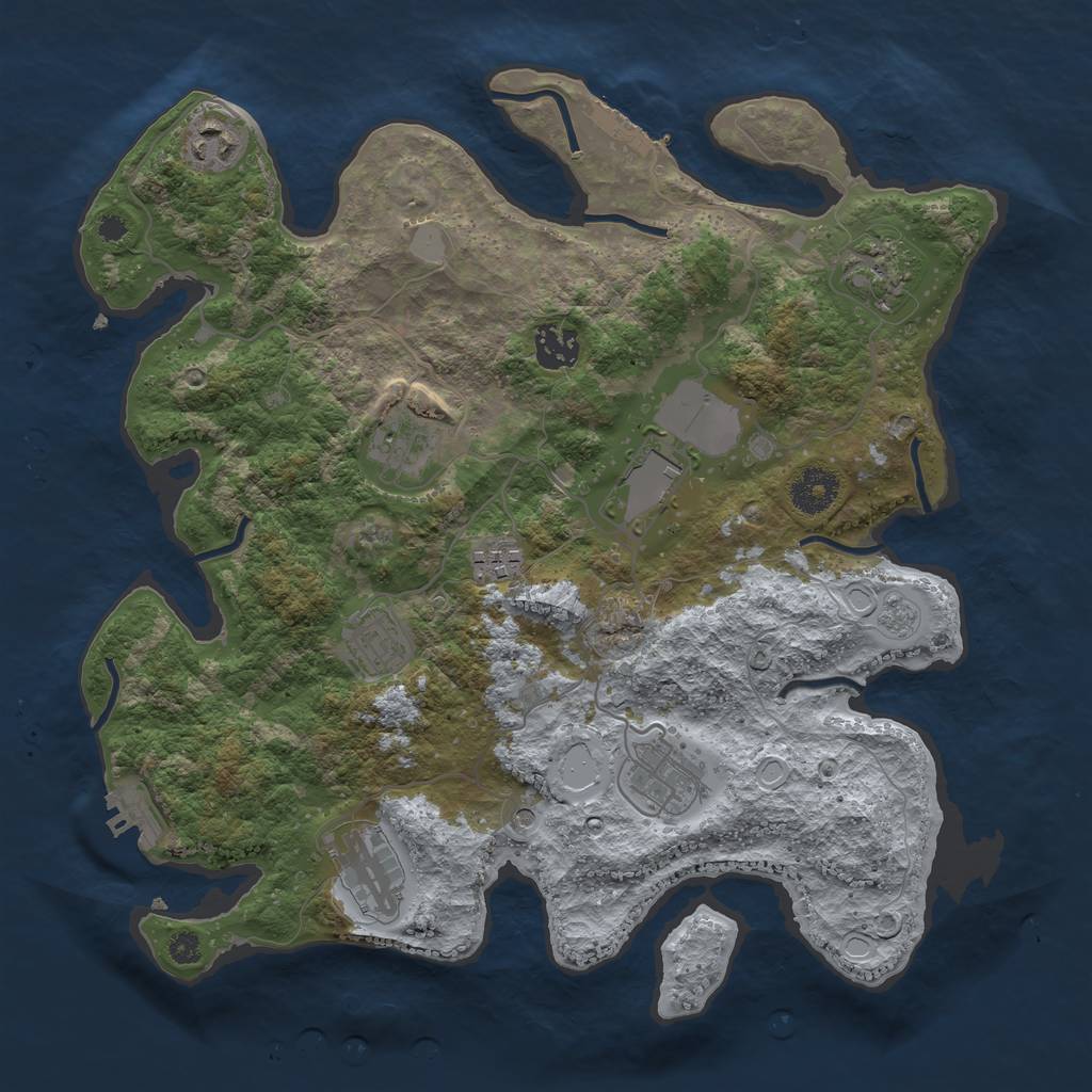 Rust Map: Procedural Map, Size: 3500, Seed: 84180645, 18 Monuments