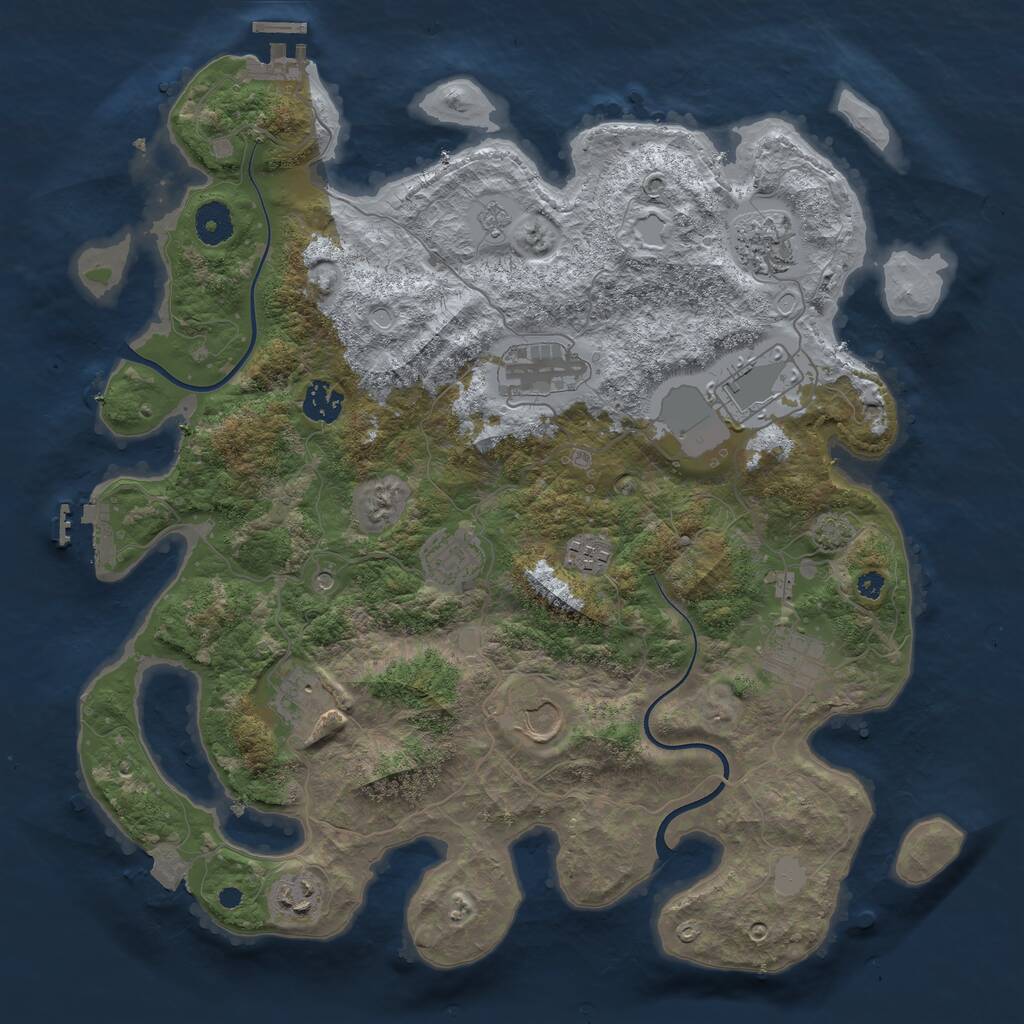 Rust Map: Procedural Map, Size: 3800, Seed: 475285462, 16 Monuments