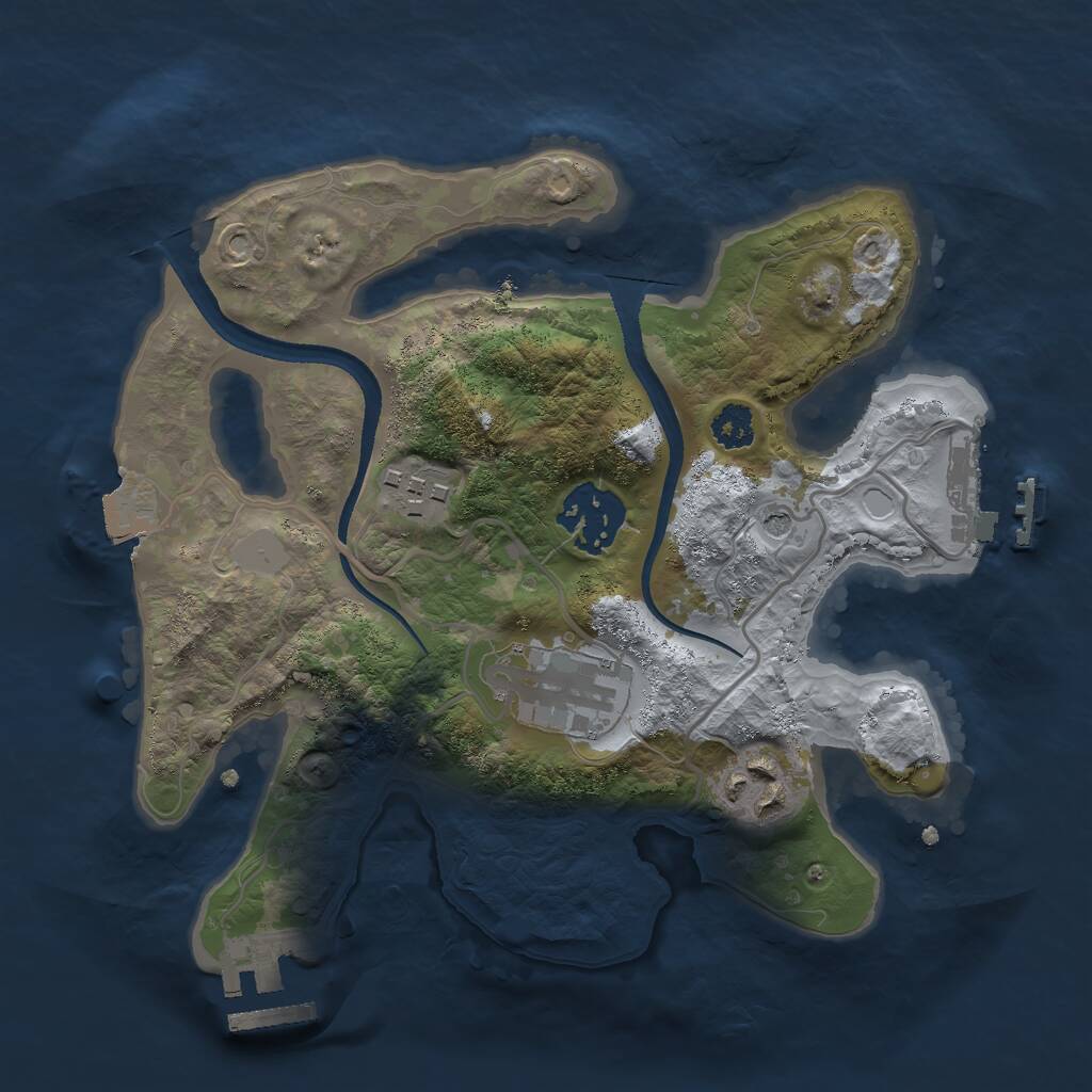 Rust Map: Procedural Map, Size: 2500, Seed: 83575738, 8 Monuments