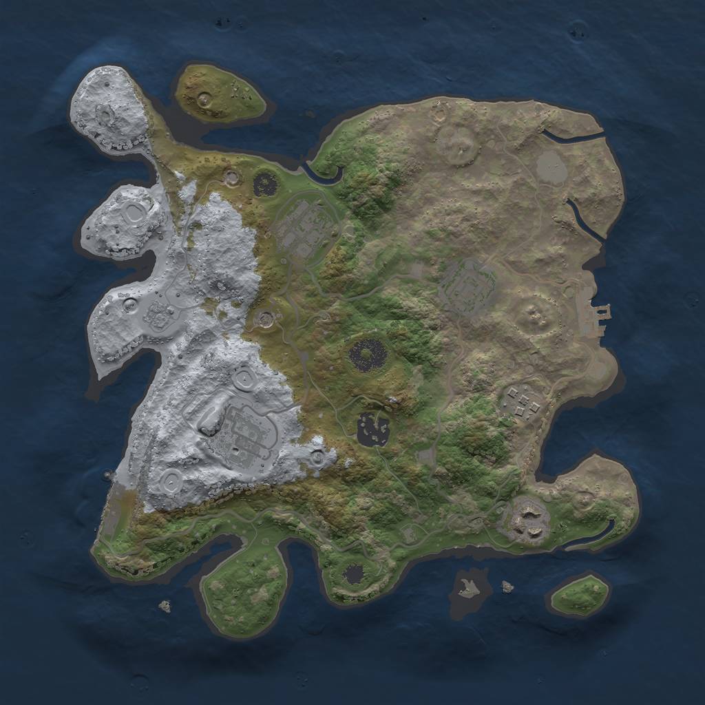 Rust Map: Procedural Map, Size: 3000, Seed: 421328339, 13 Monuments