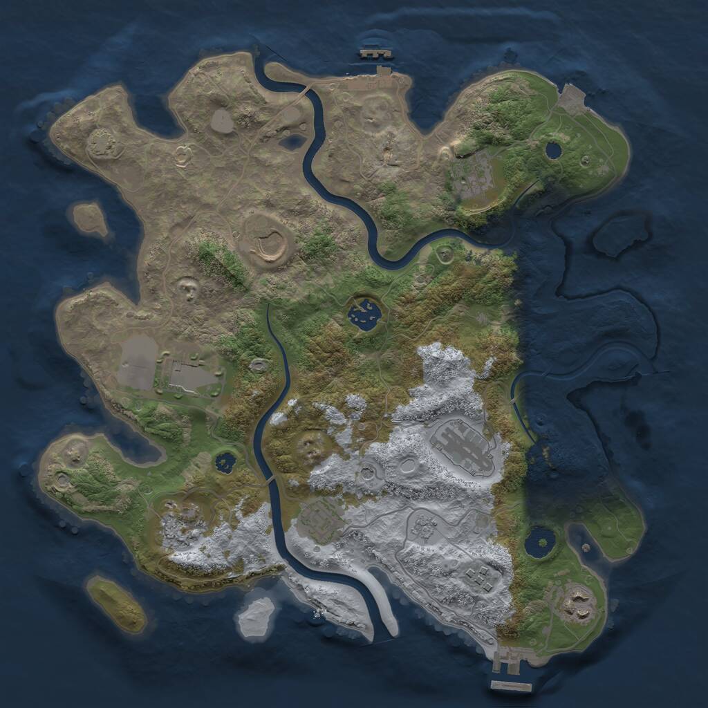 Rust Map: Procedural Map, Size: 3500, Seed: 74379477, 15 Monuments