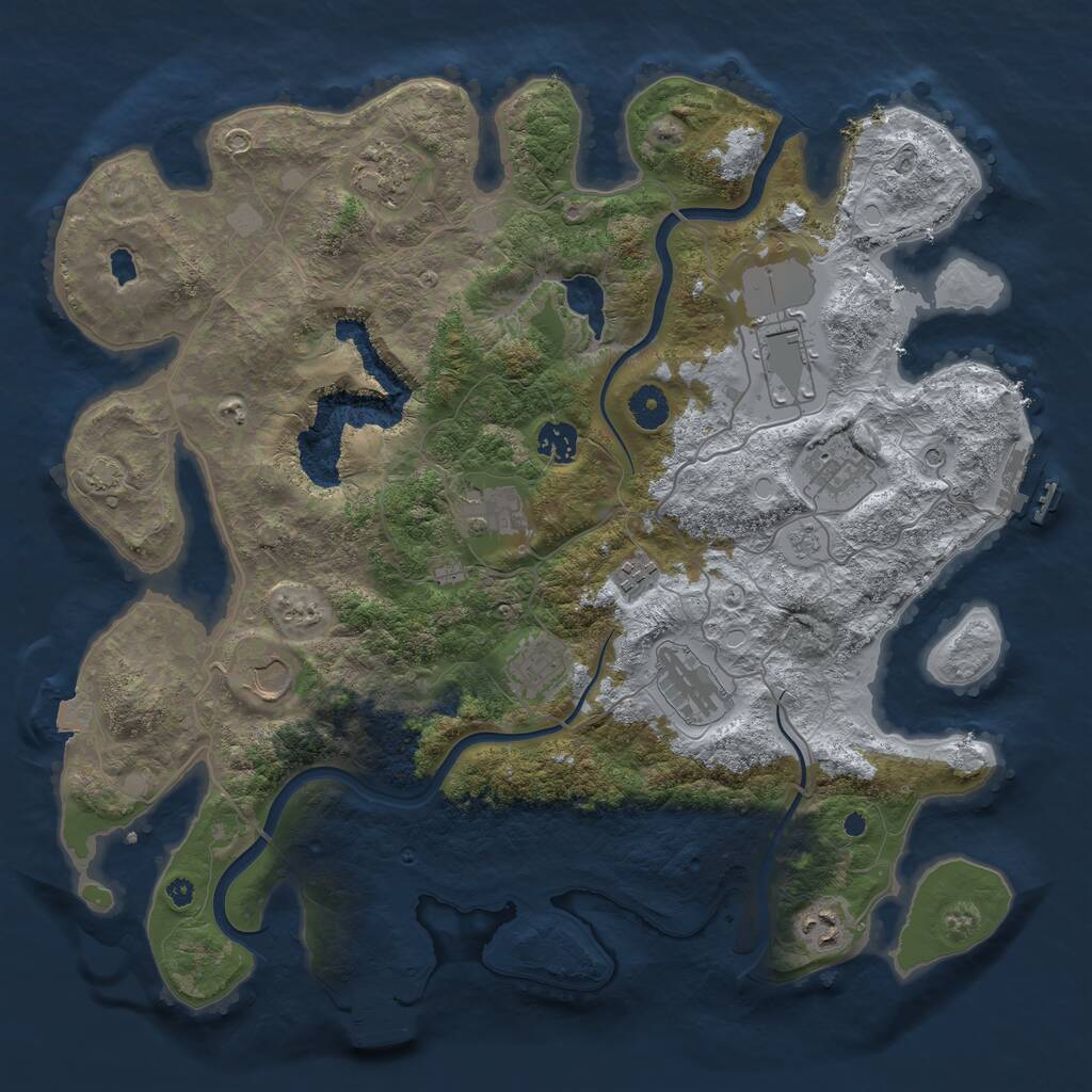 Rust Map: Procedural Map, Size: 4000, Seed: 24059, 16 Monuments