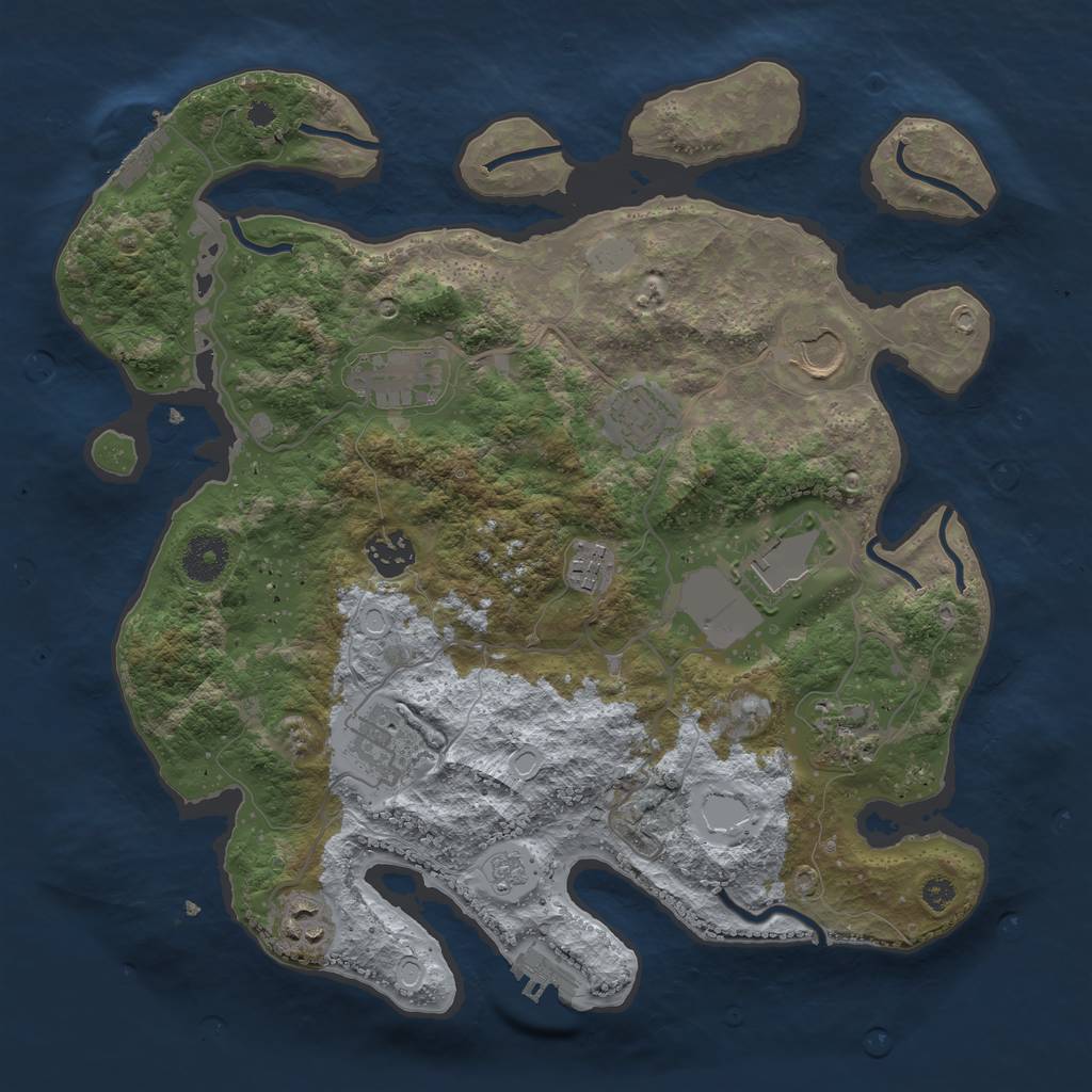 Rust Map: Procedural Map, Size: 3500, Seed: 5492108, 17 Monuments