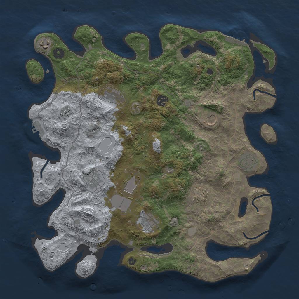 Rust Map: Procedural Map, Size: 4000, Seed: 1717089358, 19 Monuments
