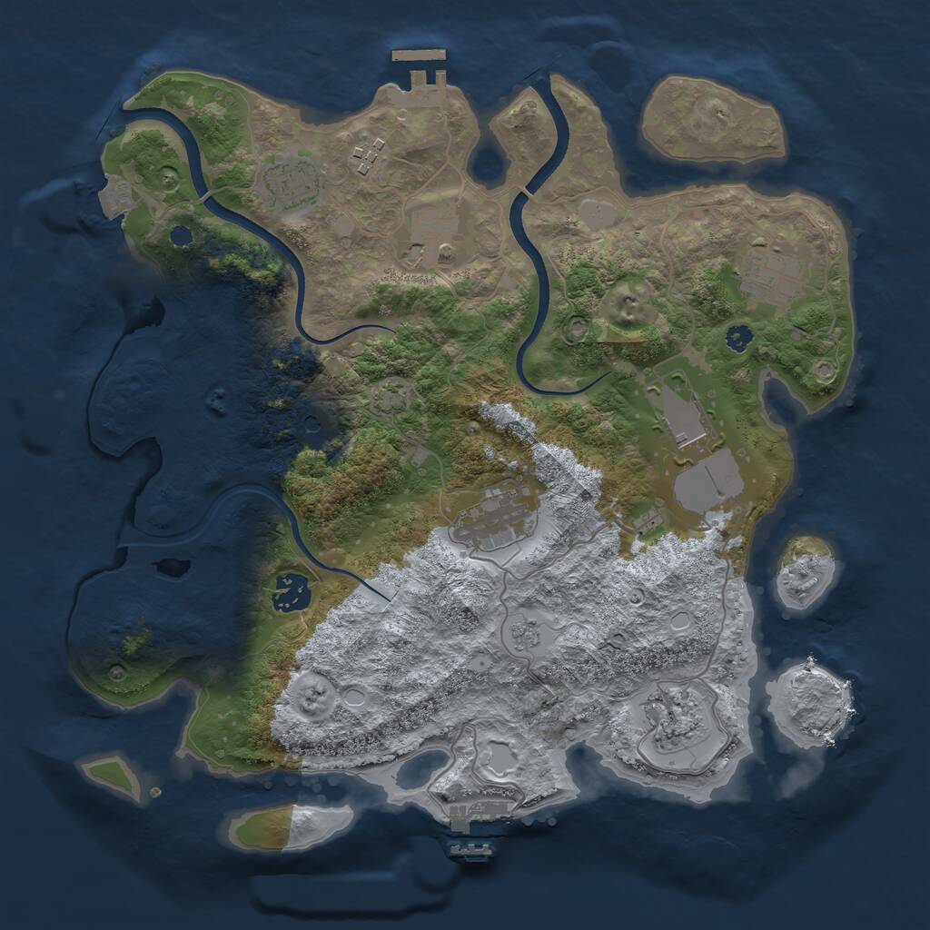 Rust Map: Procedural Map, Size: 3500, Seed: 285617538, 14 Monuments