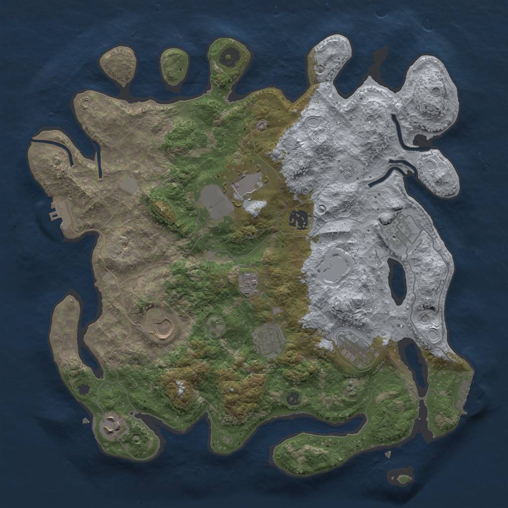 Rust Map: Procedural Map, Size: 3800, Seed: 658231749, 17 Monuments