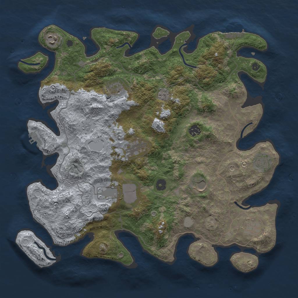 Rust Map: Procedural Map, Size: 4000, Seed: 209821139, 18 Monuments