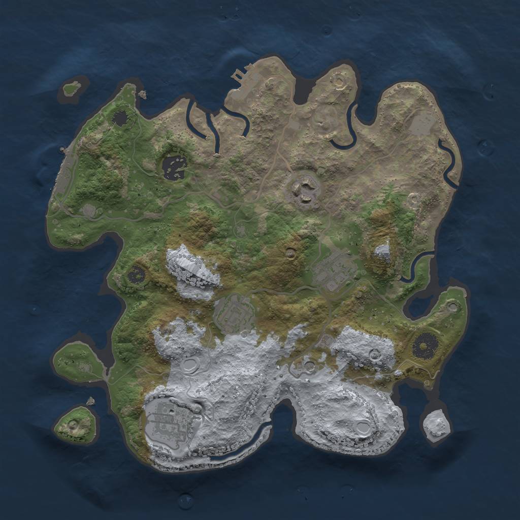 Rust Map: Procedural Map, Size: 3000, Seed: 1178743321, 13 Monuments