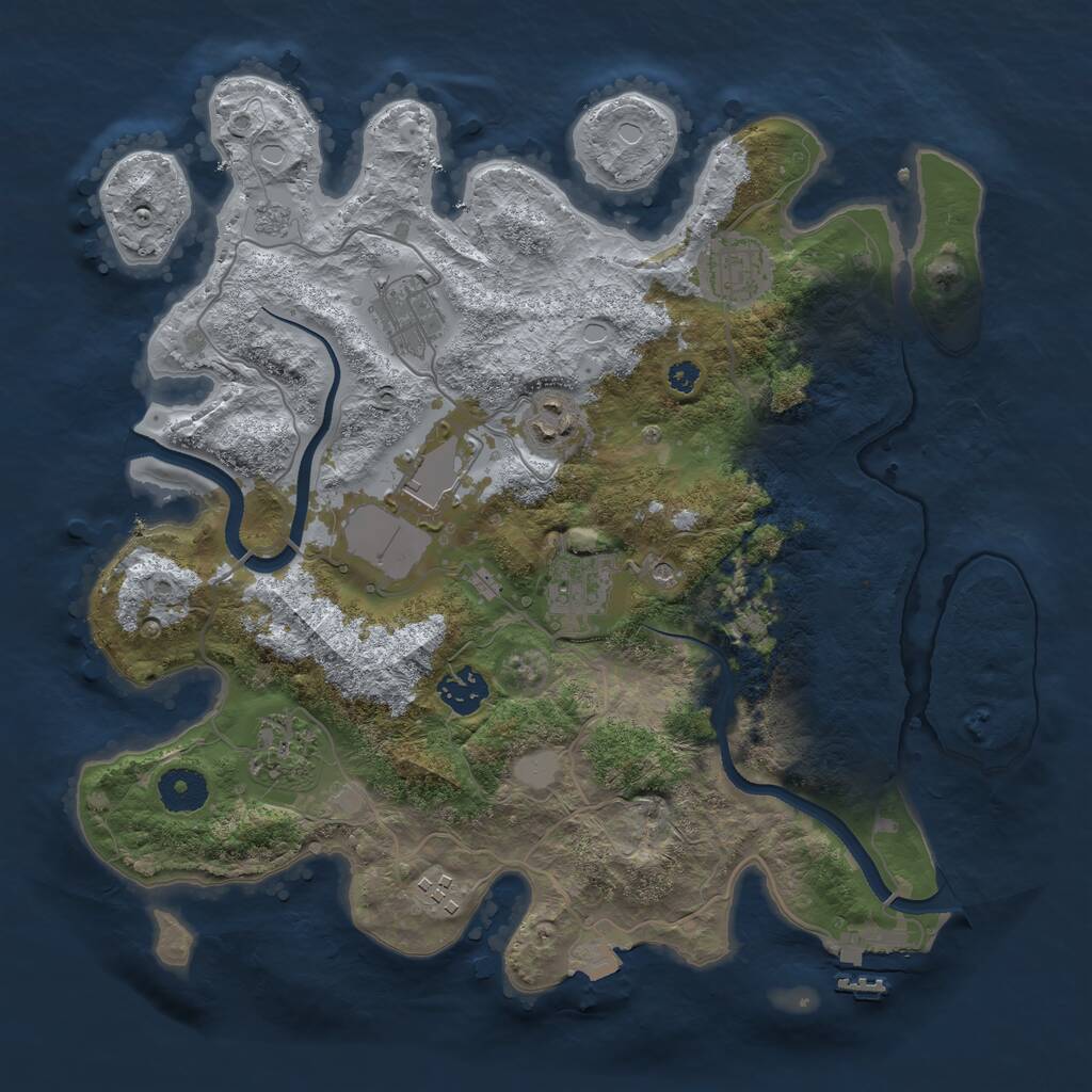 Rust Map: Procedural Map, Size: 3500, Seed: 89918706, 13 Monuments