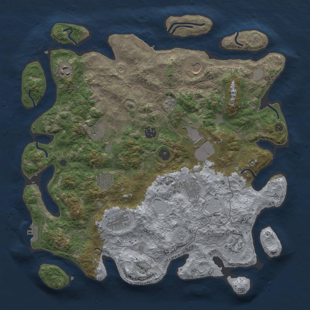 Rust Map: Procedural Map, Size: 4000, Seed: 1638835185, 19 Monuments