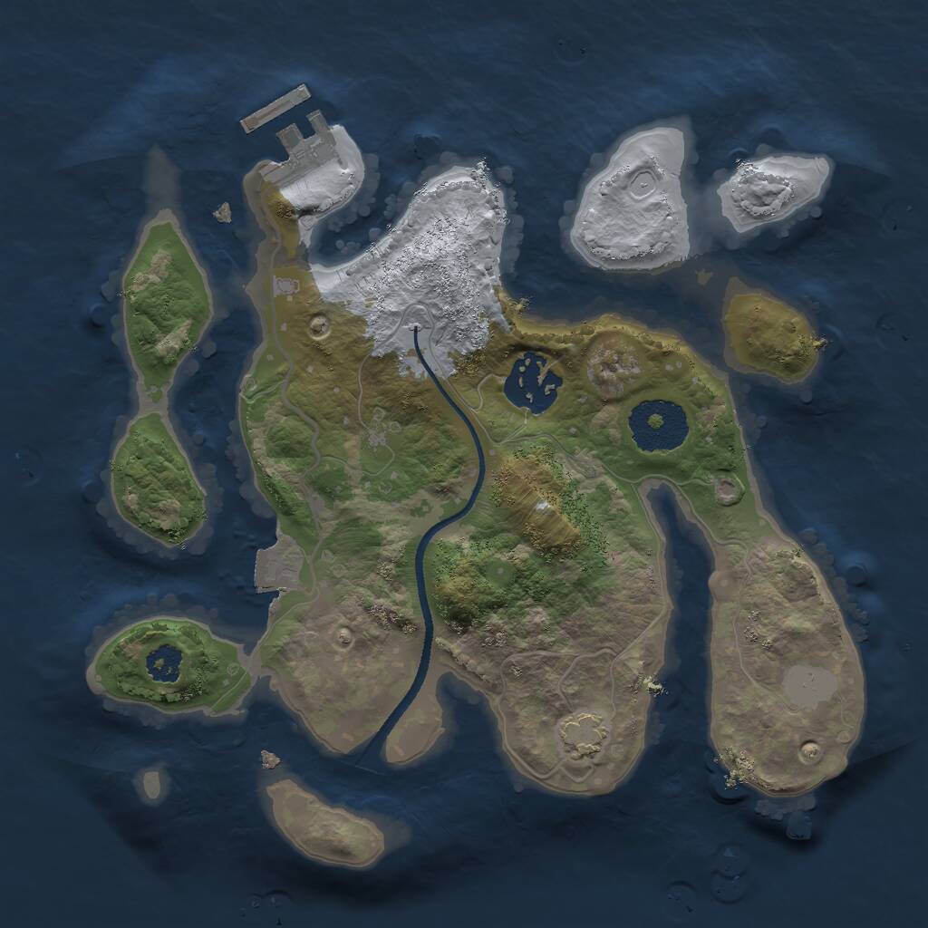 Rust Map: Procedural Map, Size: 2500, Seed: 8359, 4 Monuments