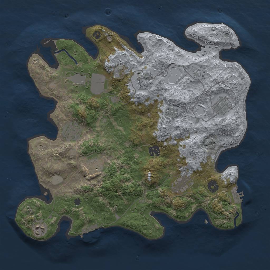 Rust Map: Procedural Map, Size: 3500, Seed: 1841403972, 18 Monuments