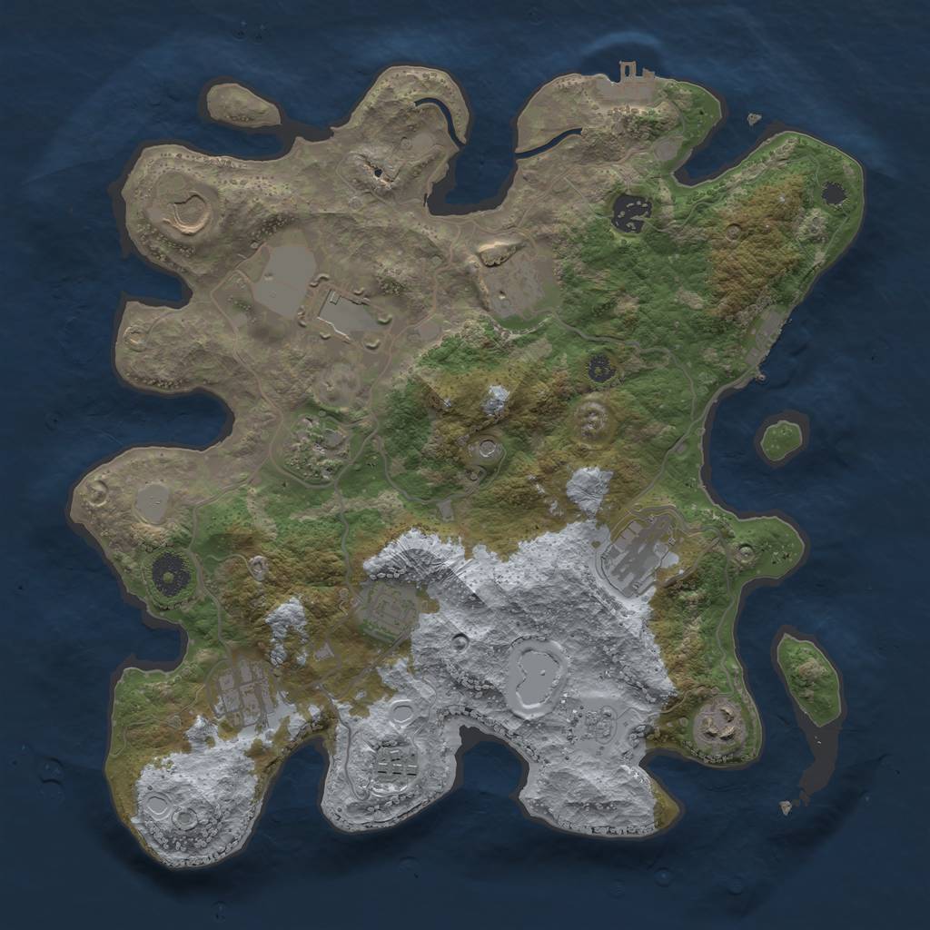 Rust Map: Procedural Map, Size: 3500, Seed: 2132434775, 17 Monuments