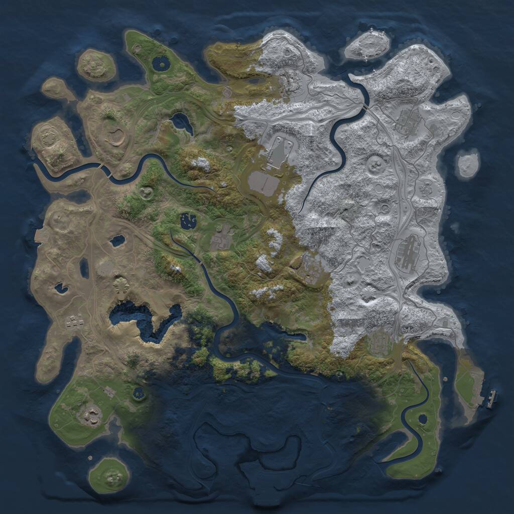 Rust Map: Procedural Map, Size: 4500, Seed: 1989287038, 17 Monuments