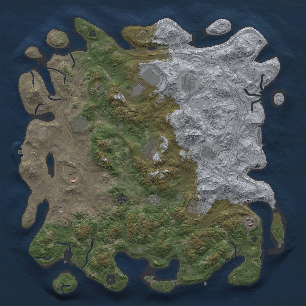 Rust Map: Procedural Map, Size: 4500, Seed: 1989287038, 20 Monuments