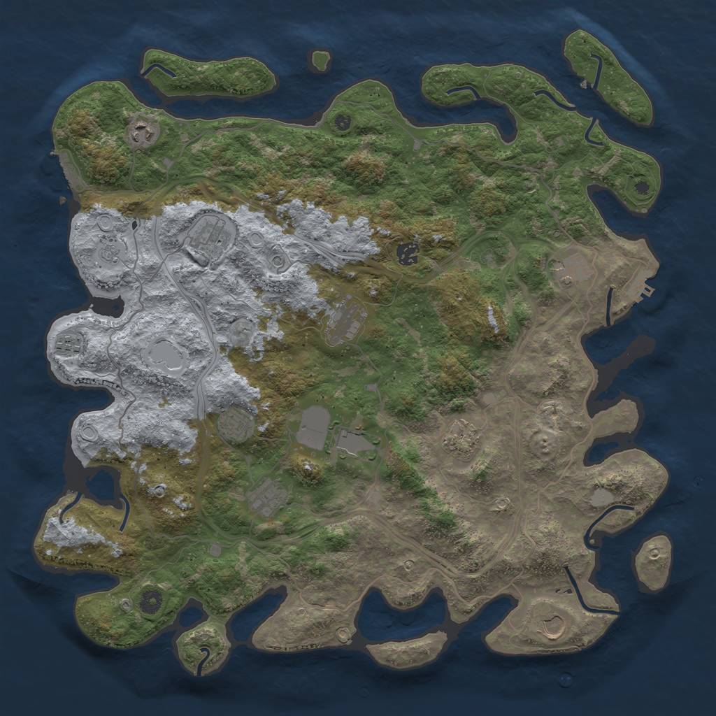 Rust Map: Procedural Map, Size: 4500, Seed: 649839119, 20 Monuments