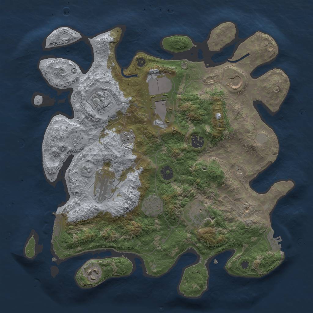 Rust Map: Procedural Map, Size: 3500, Seed: 91567652, 18 Monuments
