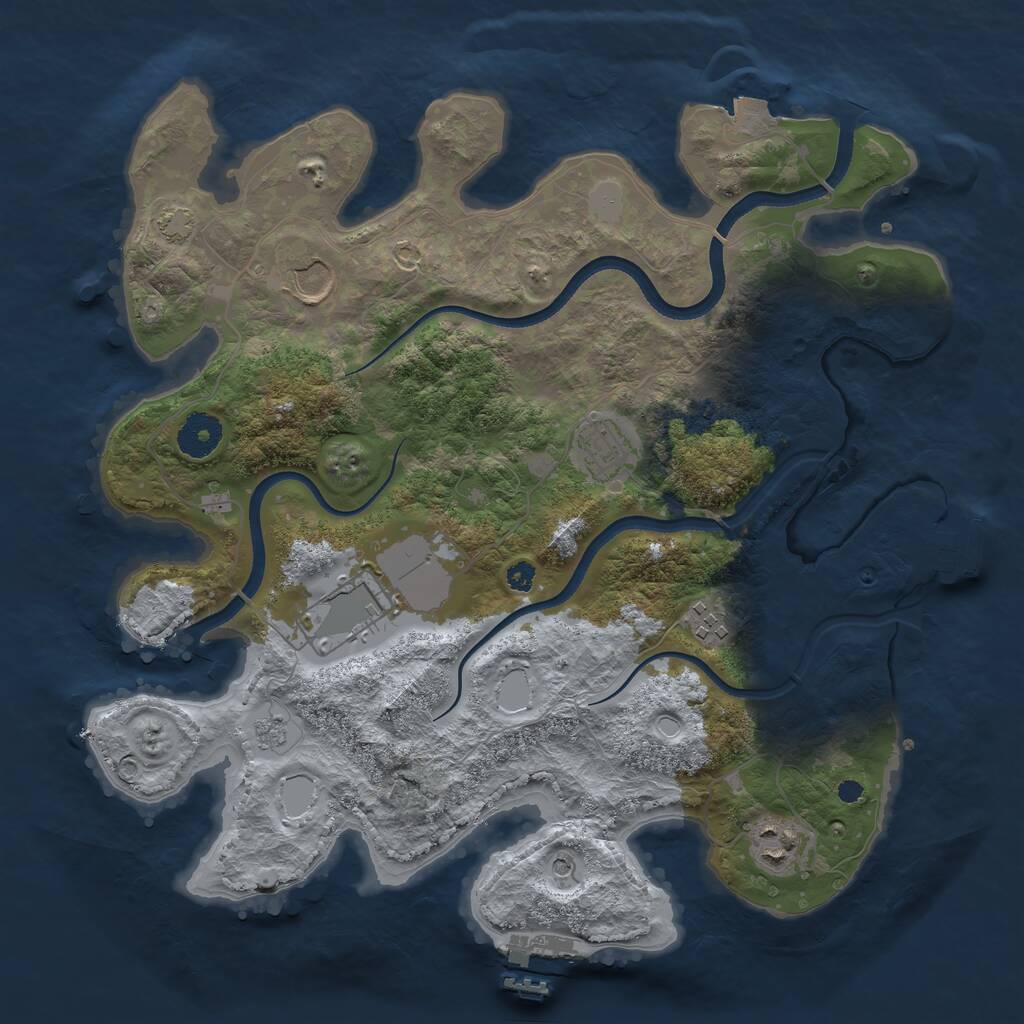Rust Map: Procedural Map, Size: 3500, Seed: 6945679, 11 Monuments
