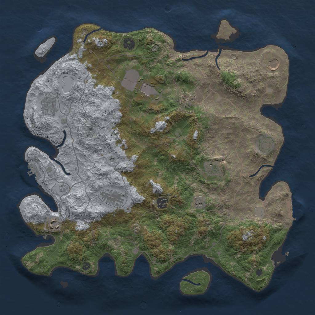 Rust Map: Procedural Map, Size: 4000, Seed: 1114461254, 19 Monuments