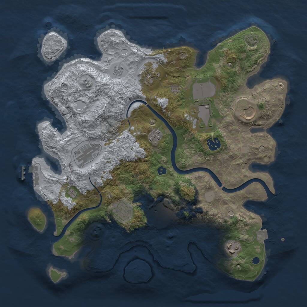 Rust Map: Procedural Map, Size: 3500, Seed: 1303216044, 14 Monuments