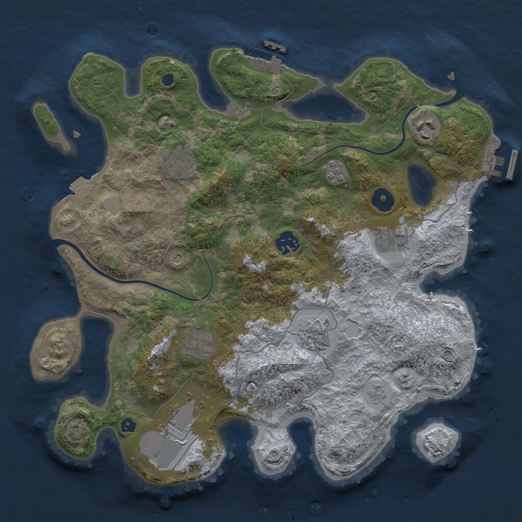 Rust Map: Procedural Map, Size: 3500, Seed: 510907026, 14 Monuments
