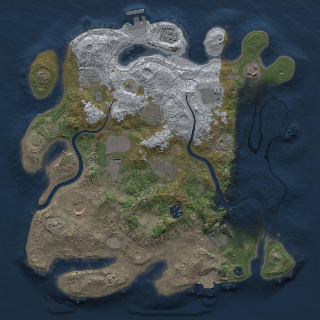 Rust Map: Procedural Map, Size: 3500, Seed: 63530454, 16 Monuments