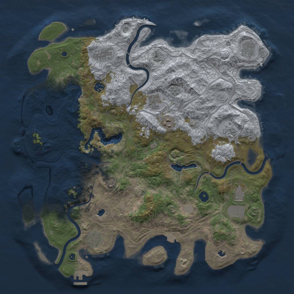 Rust Map: Procedural Map, Size: 4500, Seed: 2040918023, 16 Monuments