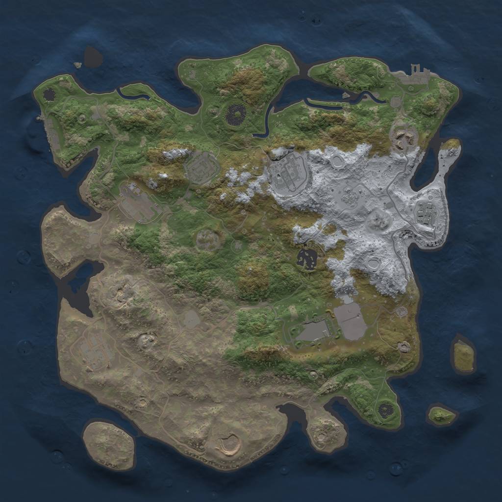 Rust Map: Procedural Map, Size: 3500, Seed: 35984375, 17 Monuments