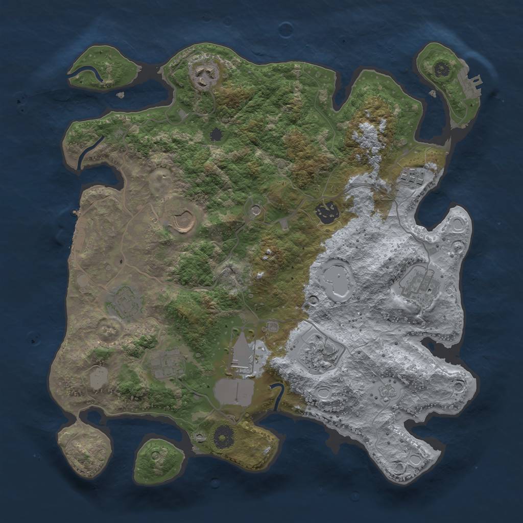 Rust Map: Procedural Map, Size: 3500, Seed: 69751238, 18 Monuments