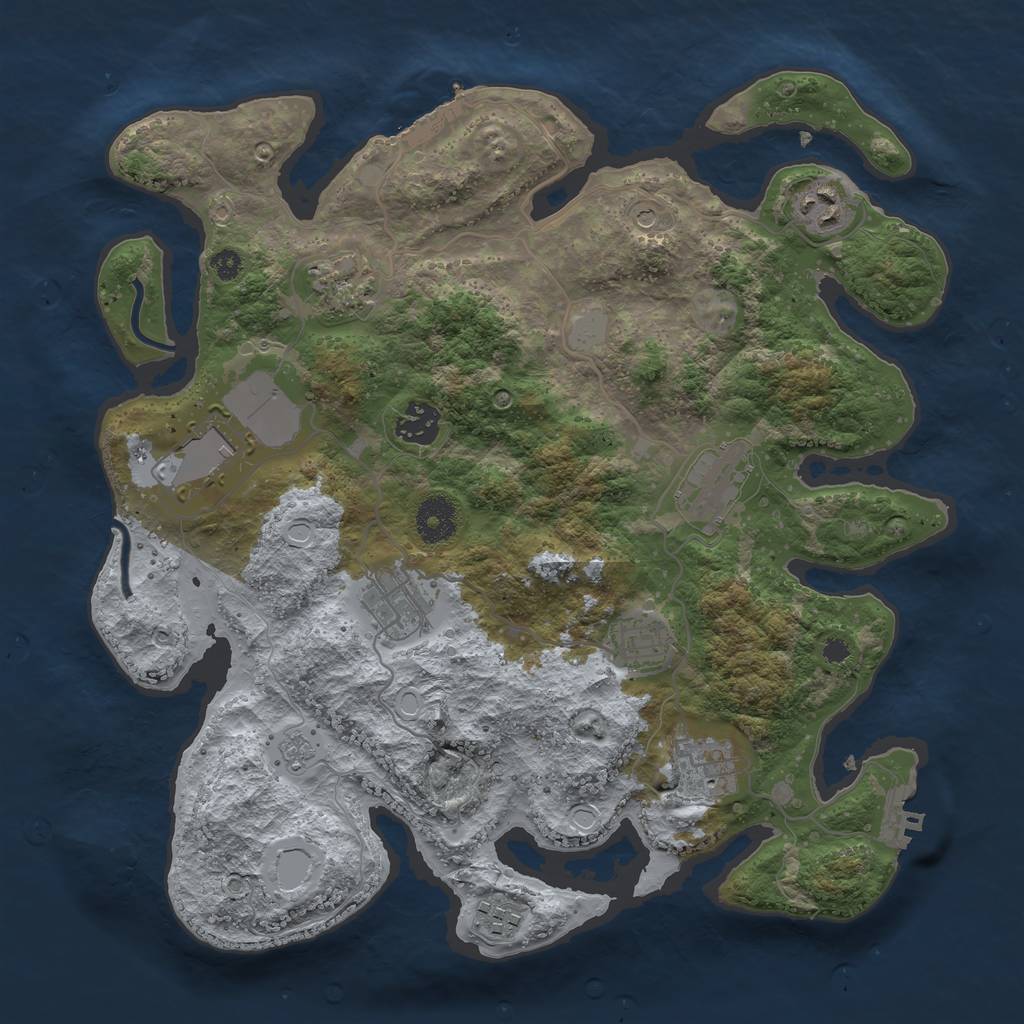 Rust Map: Procedural Map, Size: 3500, Seed: 82851478, 16 Monuments