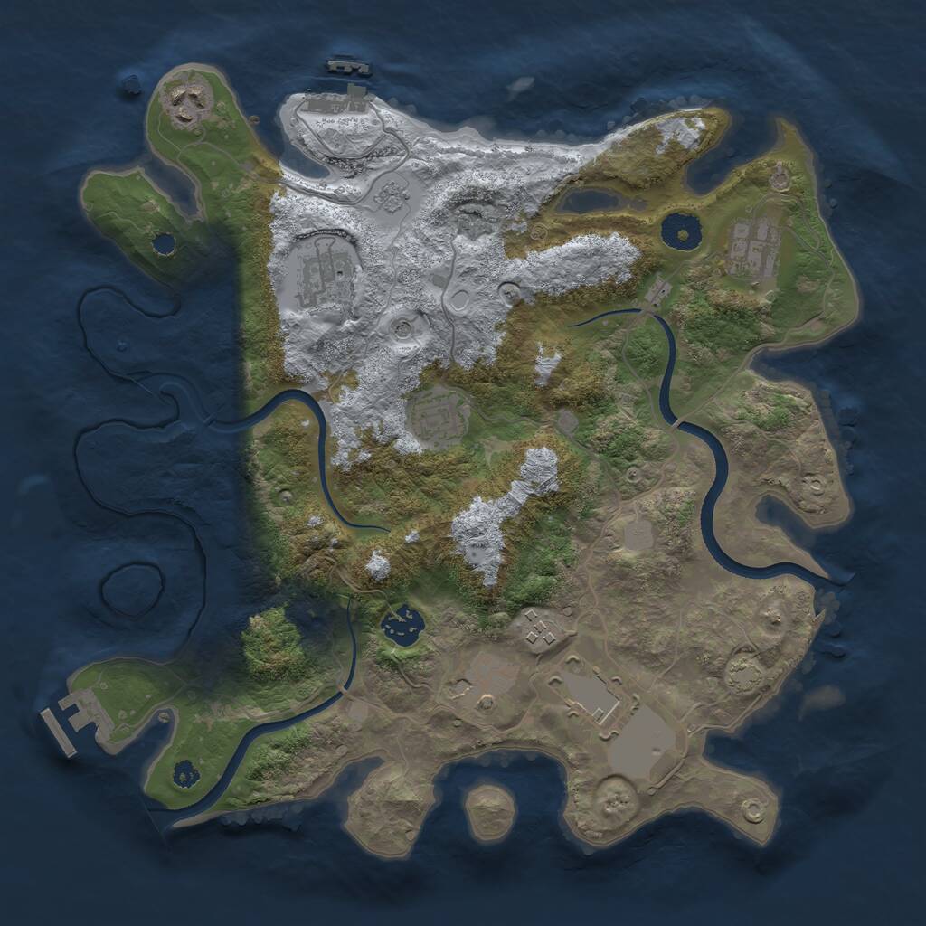 Rust Map: Procedural Map, Size: 3500, Seed: 35583968, 14 Monuments