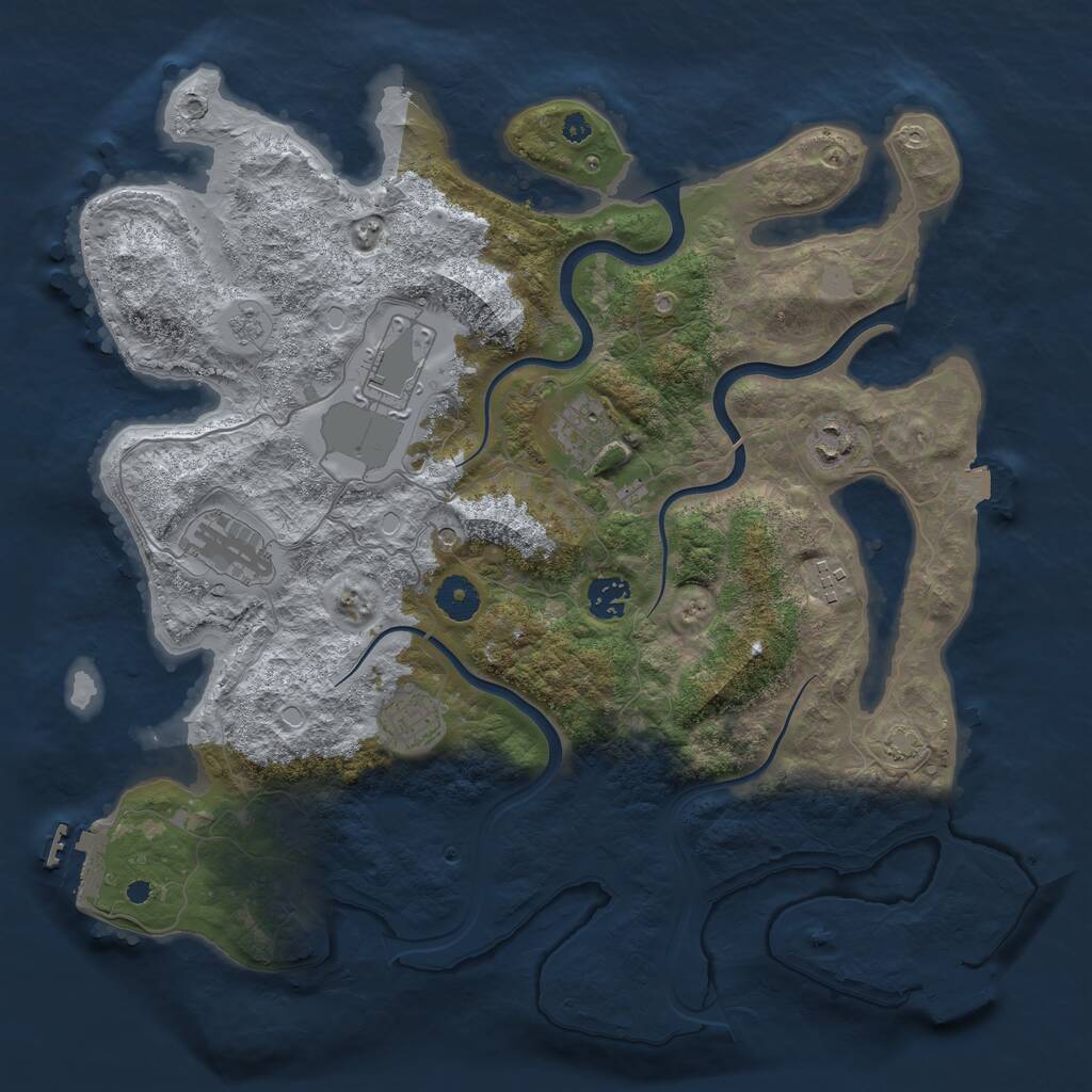 Rust Map: Procedural Map, Size: 3800, Seed: 598634721, 13 Monuments
