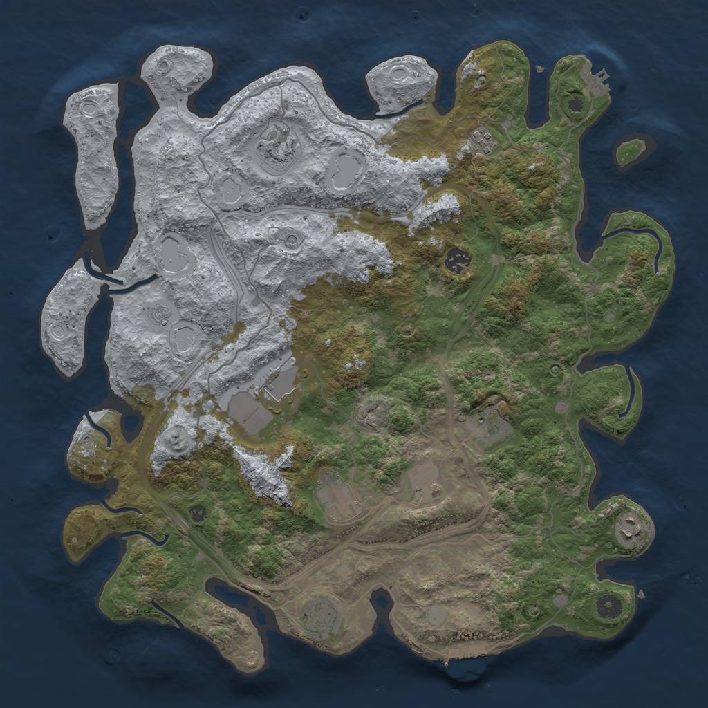 Rust Map: Procedural Map, Size: 4250, Seed: 350748078, 18 Monuments